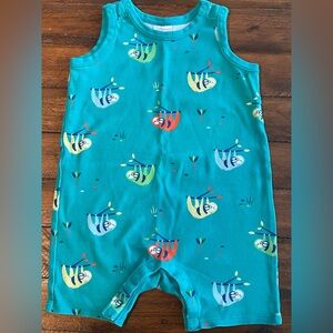 Hanna Andersson Toddler Kids Green Sleeveless Romper W/Sloths Sz 85cm 2T